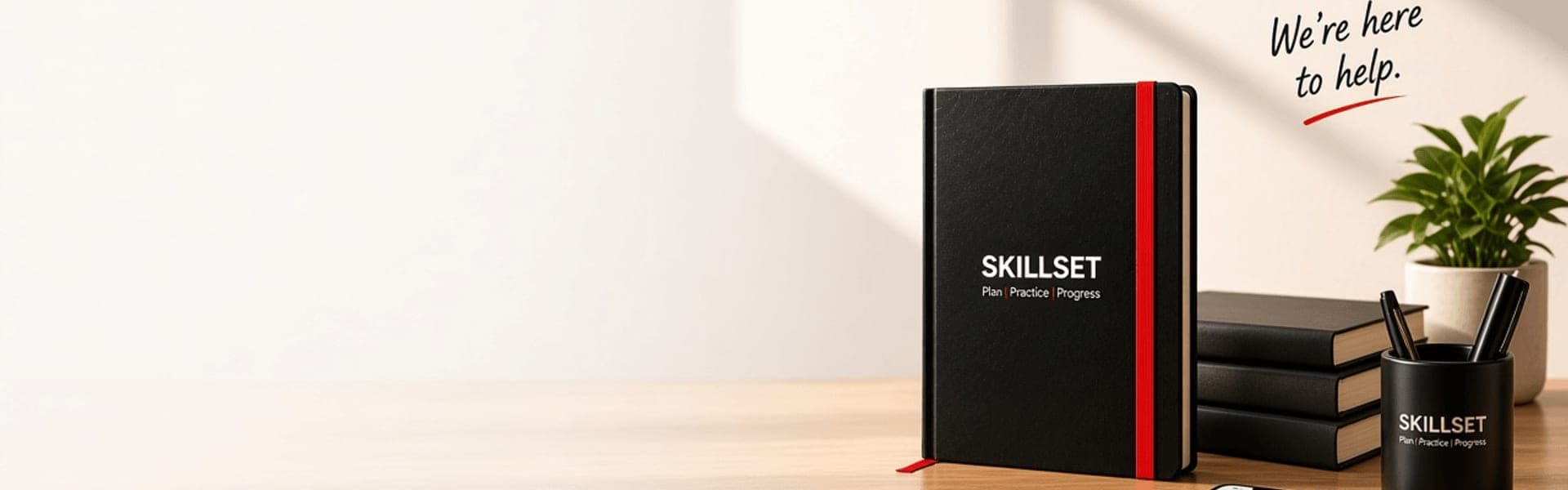 SKILLSET notebooks and desk ready for support
